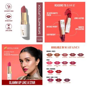 New✅️Myglamm Satin Matte Lipstick 💄