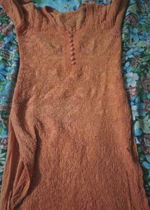 Peach chiken Embroidered Kurta
