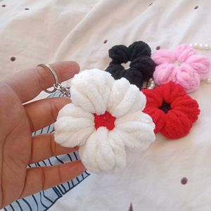 Crochet Puff Flower Keychain Pearl