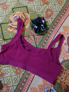 Soft Pure Cotton Sports Bra With A Scrunchie
