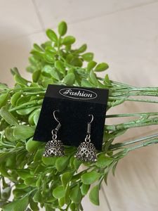 Oxidised Silver Jhumka Earrings