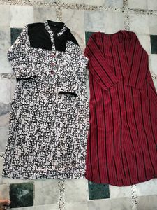 Maroon And Black White Kurta