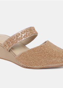 W Women&#39;s Nude Mule Wedges