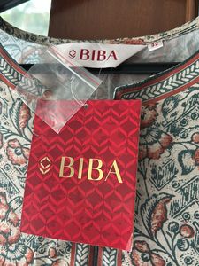 BIBA Printed  Crepe Kurti 80 Cm - Teal