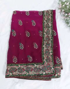 Magenta Gradient Georgette Saree