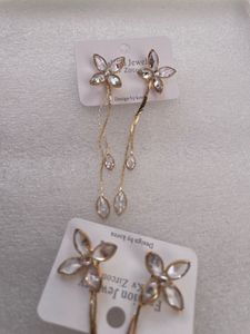 Floral Zircon Drop Earrings - 1 Jodhi