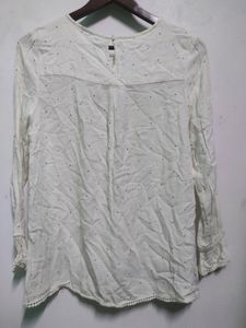 White Embroidery Top For Women