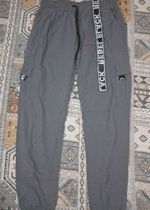 Grey Cargo Pants with Graphic Detail