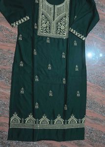 Full Embroidery Kurti Size Xl Green Colour