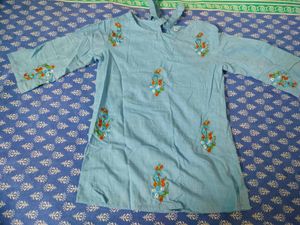 Embroidered Light Blue Top