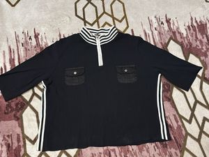 Striped Half-Zip Top