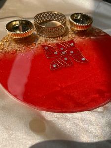 Red Swastik Thali Resin