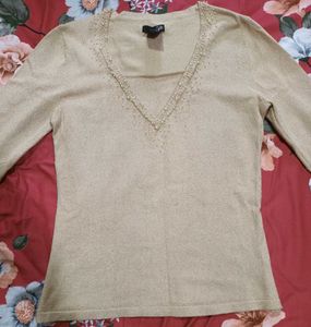 Elegant Gold Beaded Top
