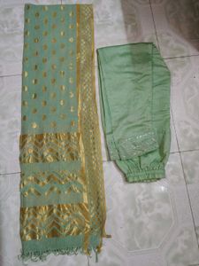 Mint Green Kurti Pant Dupatta Set