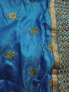 PRICEDROP Embroidery Border Mirror Work Saree