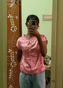 Metallic Pink And White Top