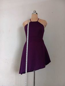 Purple Halter Asymmetrical Dress