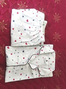 Heart Print Pajama Set night suit