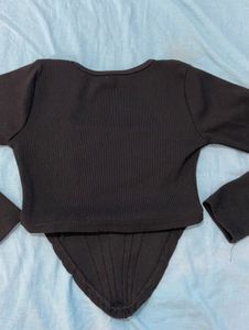 Black Corset Long Sleeve Top