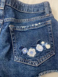 Floral Embroidered Denim Shorts