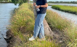 Straight Fit High Waist Blue Jeans