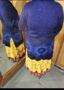 Stylish Blue Knitted Cardigan long coat jacket