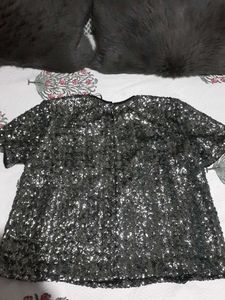 Sparkling Black Sequin Crop Top