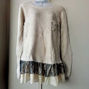 Lace Trim Knit Sweater Top