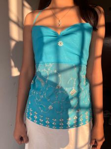 chatpate Blue Floral Halter Top