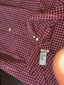 LP Classic Maroon &amp; White Checkered Button Down