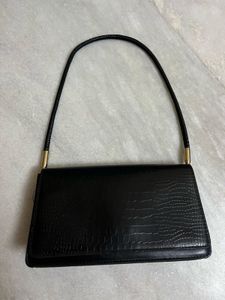 Black Embossed Shoulder Bag