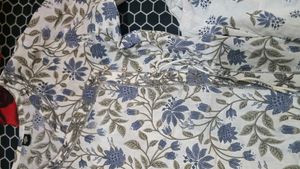 White Suit wth Lavender Flower Print  Long Sui
