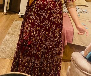 Stunning Maroon &amp; Gold Bridal Lehenga