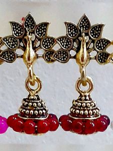 6 Piece Oxidised Gold Jhumka Jhumki Pearl Earrings