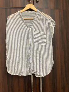 Striped Short Sleeve Blouse