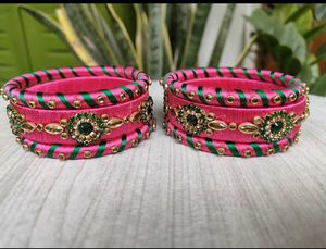 Pink & Green Bangle Set