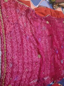 Pink Bandhej saree new