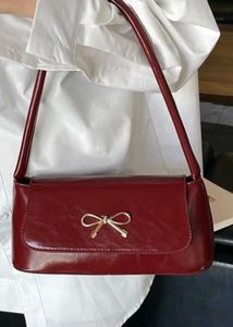 Chic Burgundy Bow Shoulder Bag