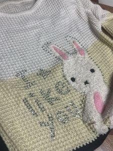 Cute Bunny Applique Knit Top