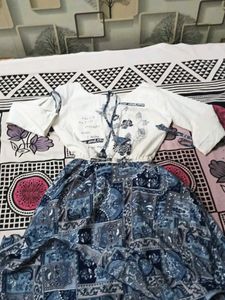 Patterned Dress with Graphic Top