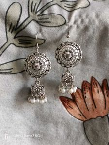 Traditional Oxidized Silver Jhumka Earrings