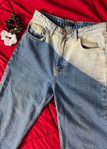 Two-Tone Wide Leg Jeans