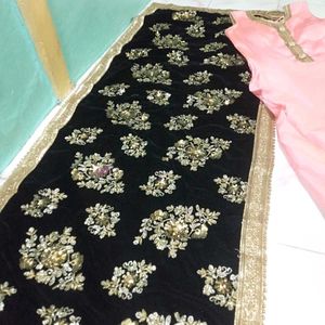 New Gown With Contrast Dupatta