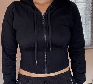 Black Cropped Zip Hoodie