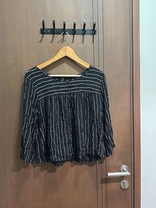 Chic Black & White Striped Boho Top