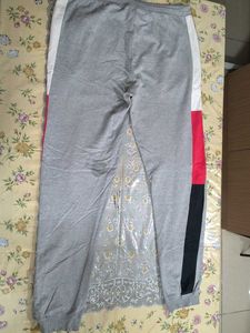 Stylish Grey Joggers with Color Block Detail