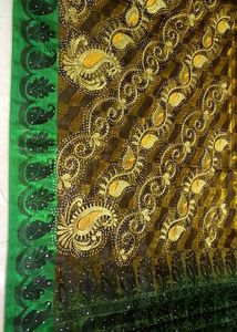 New Party Ware Brown & Green Embroidered Saree