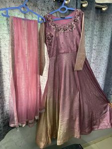 Elegant Mauve Embroidered Dress