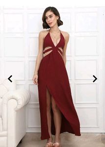 Shein Bold Halter Neck Textured Cut-Out Split Thig