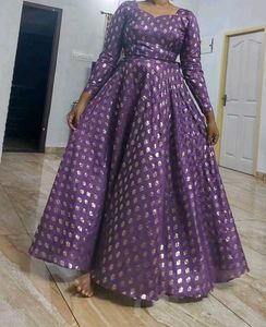 Purple &amp; Gold Flared Skirt &amp; Princecut Blouse